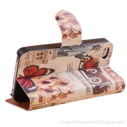 Leather wallet case for iPhone 5C, MOQ only 100 pieces/color, OEM/ODM services are welcome